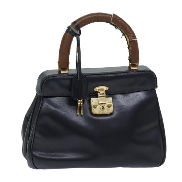GUCCI Ready Lock Hand Bag Leather Navy 000 406 000 406 - Picture 1 of 16